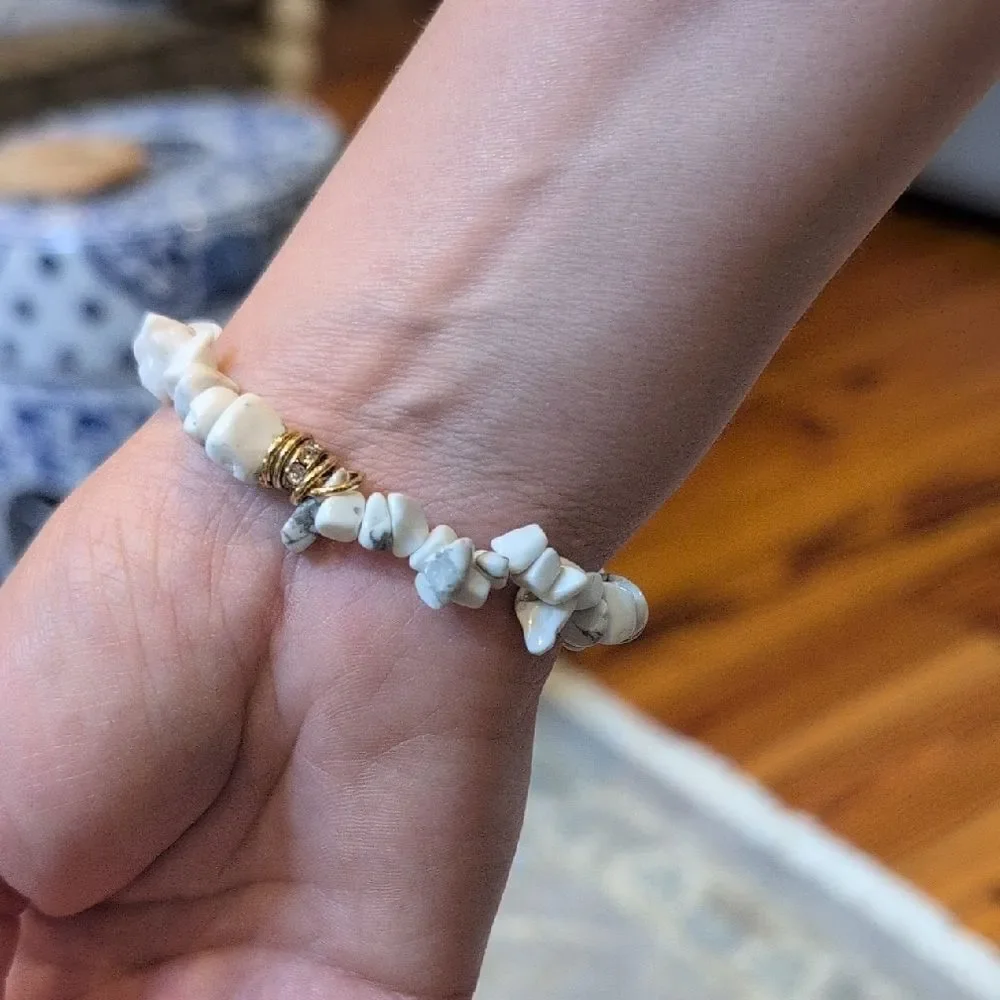 White and Gold Stone Bracelet
